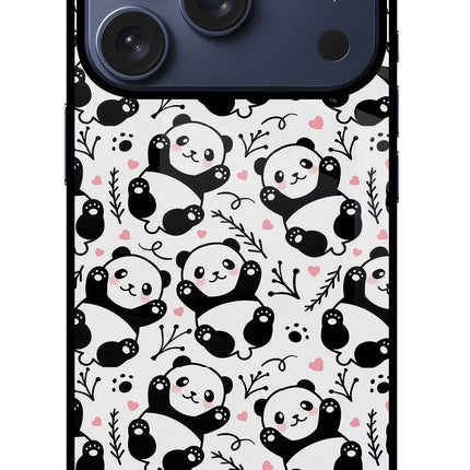 Cute Panda iPhone 17 Pro Glass Case Back Cover by Casekaro