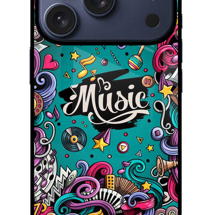 Music Graffiti iPhone 17 Pro Glass Case Back Cover by Casekaro