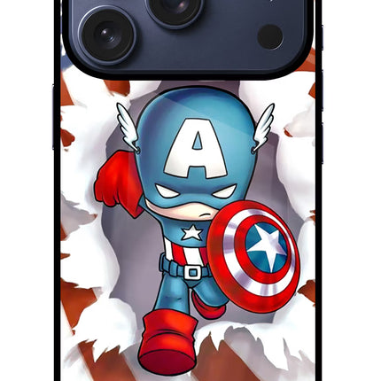 Captain America iPhone 17 Pro Glass Case Back Cover by Casekaro