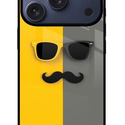 Sunglasses with Mustache iPhone 17 Pro Glass Case Back Cover by Casekaro