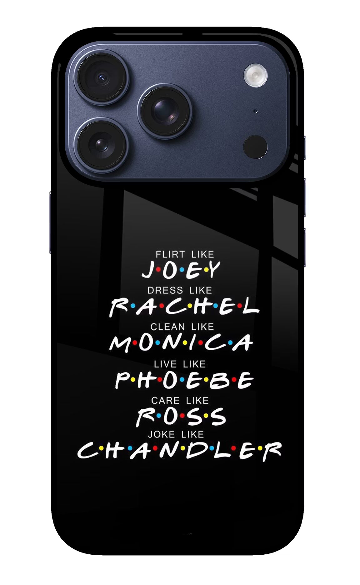 FRIENDS Character iPhone 17 Pro Glass Case Back Cover by Casekaro