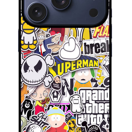 Sticker Bomb iPhone 17 Pro Glass Case Back Cover by Casekaro