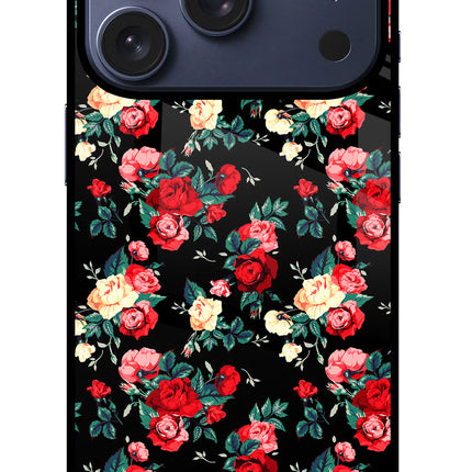 Rose Pattern iPhone 17 Pro Glass Case