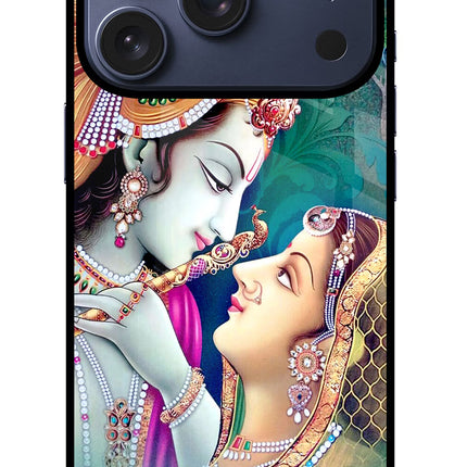Lord Radha Krishna iPhone 17 Pro Glass Case Back Cover by Casekaro