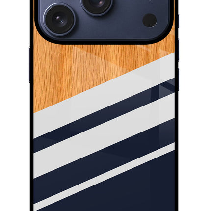 Blue and white wooden iPhone 17 Pro Glass Case