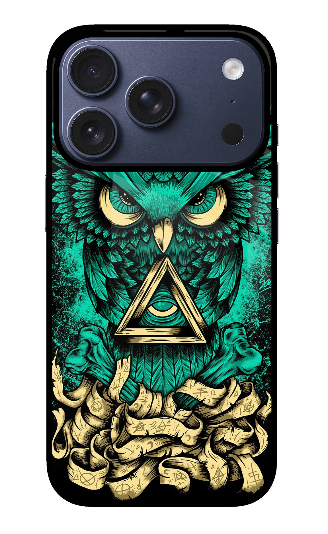 Green Owl iPhone 17 Pro Glass Case Back Cover by Casekaro