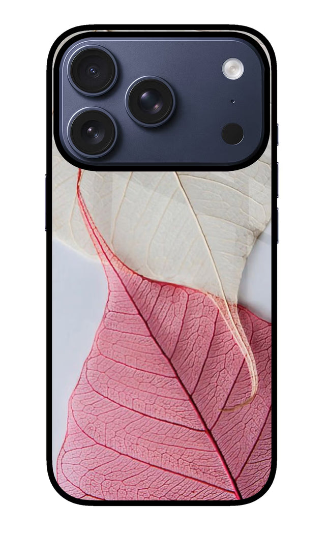 White Pink Leaf iPhone 17 Pro Glass Case
