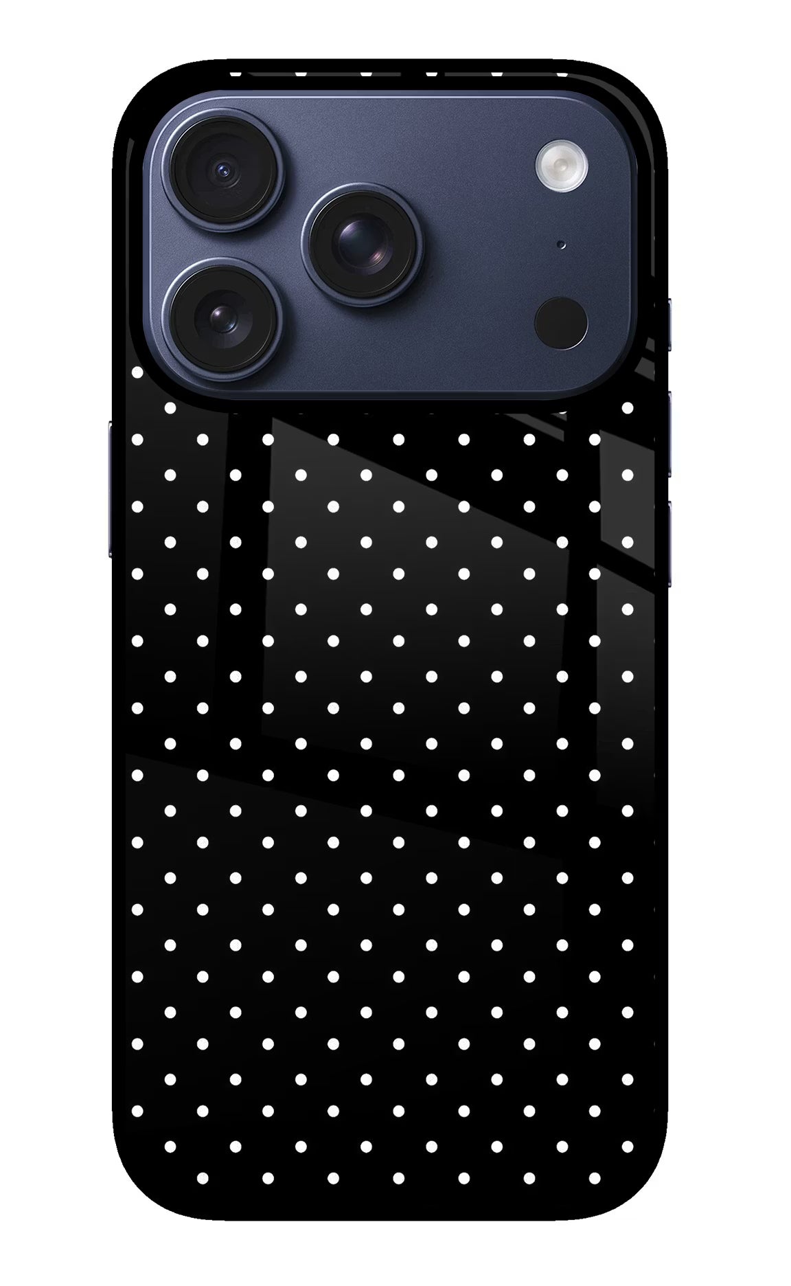 White Dots iPhone 17 Pro Glass Case Back Cover by Casekaro