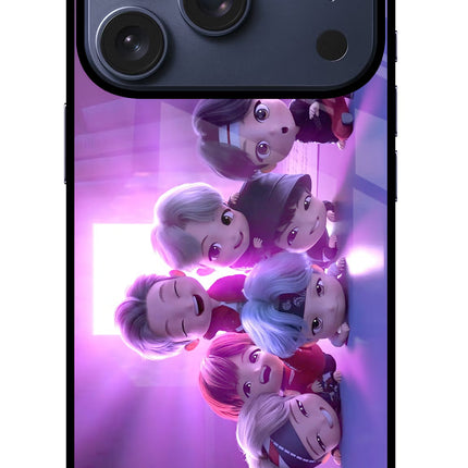 BTS Chibi iPhone 17 Pro Glass Case
