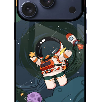 Cartoon Astronaut iPhone 17 Pro Glass Case
