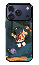 Cartoon Astronaut iPhone 17 Pro Glass Case