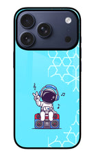 Cute Astronaut Chilling iPhone 17 Pro Glass Case Back Cover by Casekaro