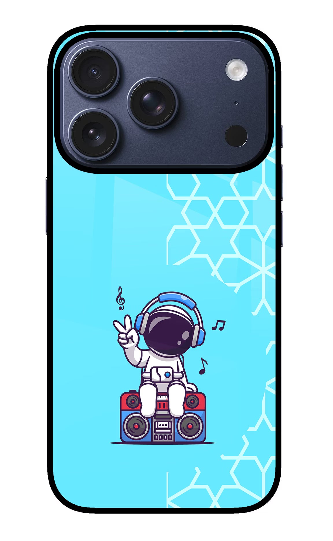 Cute Astronaut Chilling iPhone 17 Pro Glass Case Back Cover by Casekaro