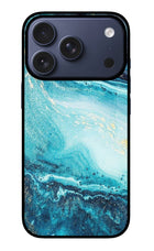 Blue Glitter Marble iPhone 17 Pro Glass Case