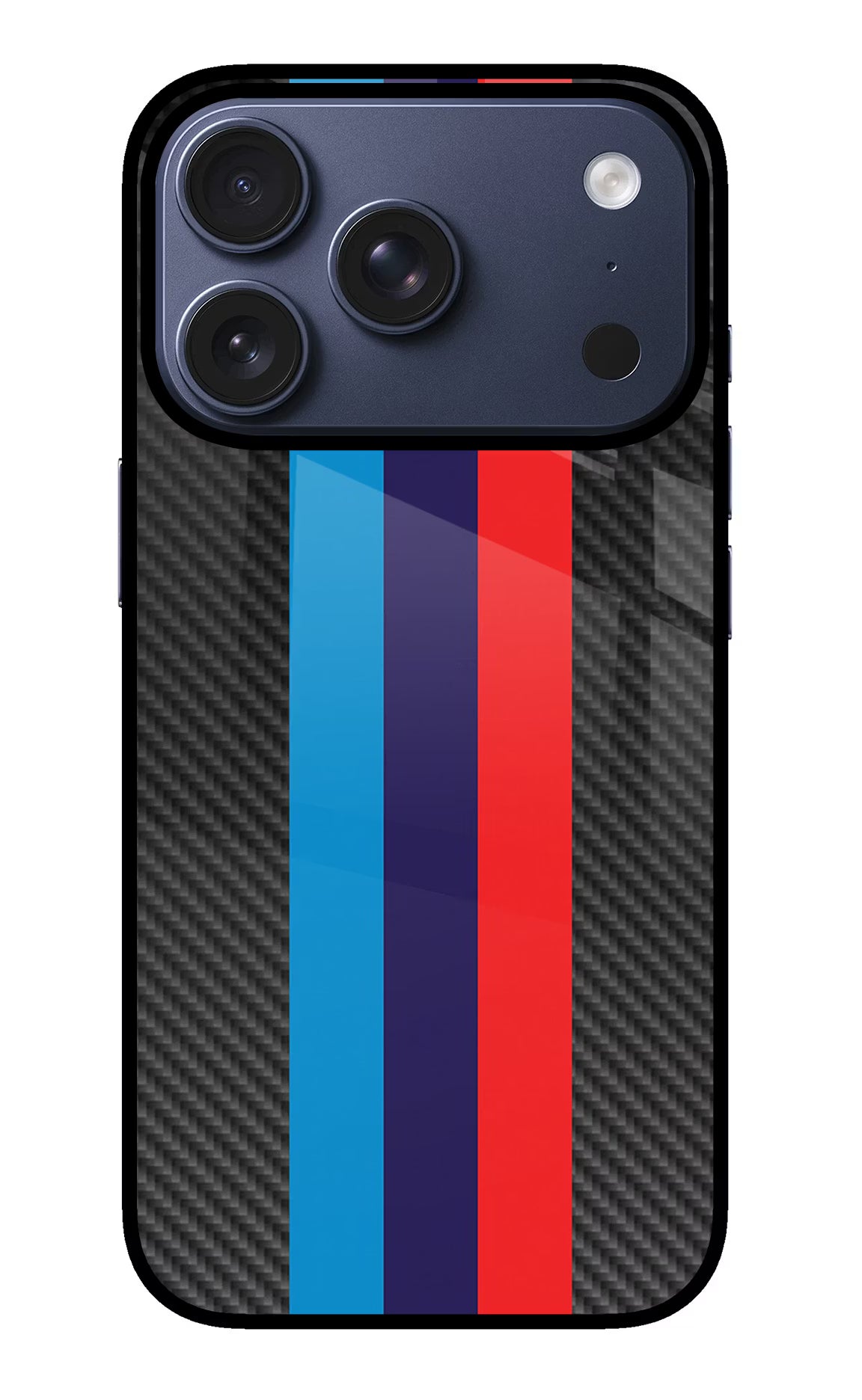 BMW Stripes Pattern iPhone 17 Pro Glass Case Back Cover by Casekaro