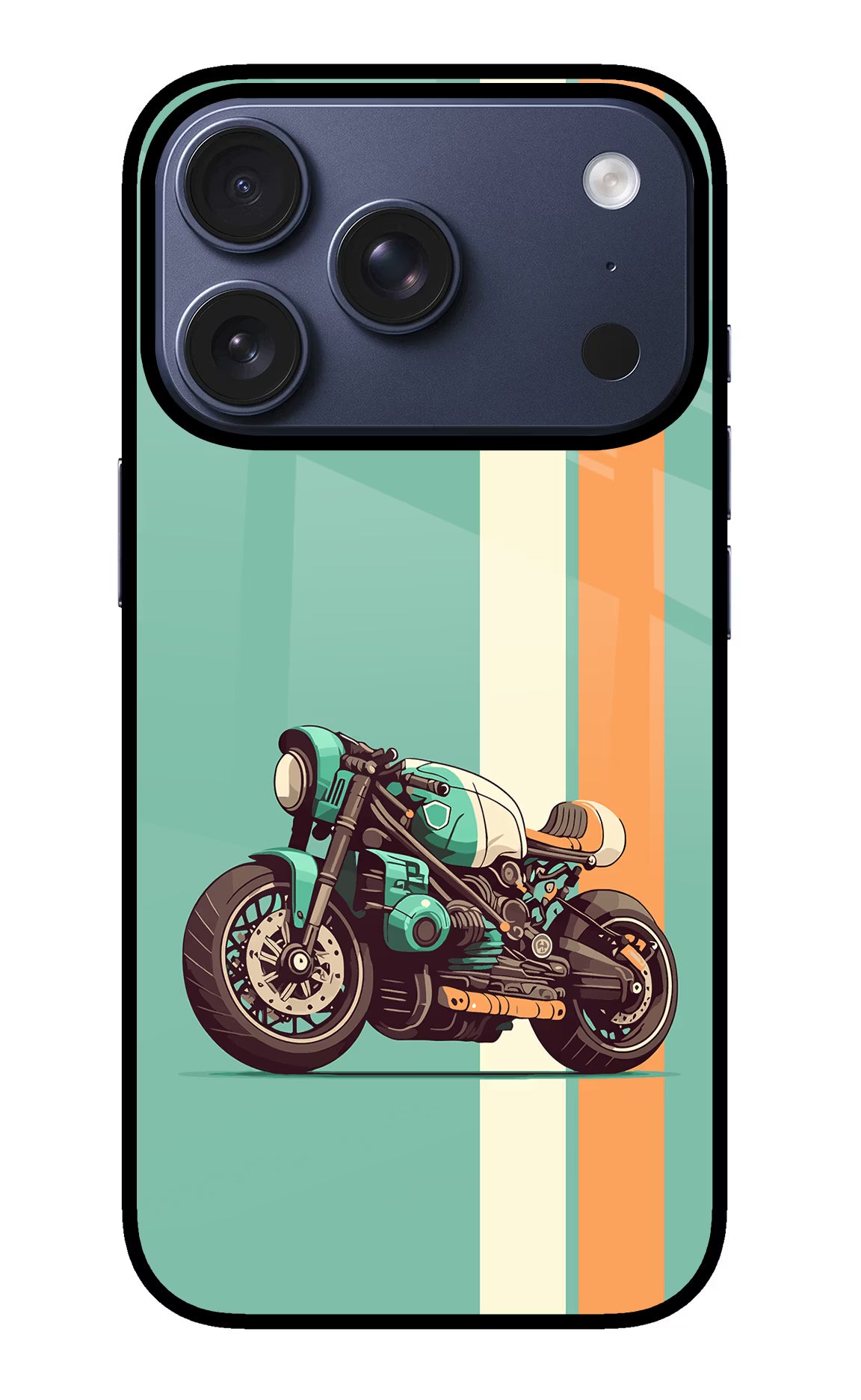 Striped Moto Drift iPhone 17 Pro Glass Case Back Cover by Casekaro