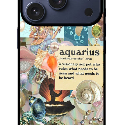 Aquarius Zodiac iPhone 17 Pro Glass Case