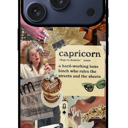 Capricorn Zodiac iPhone 17 Pro Glass Case