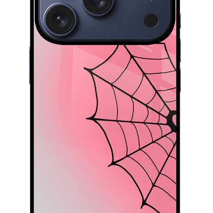 Pink Web iPhone 17 Pro Glass Case Back Cover by Casekaro