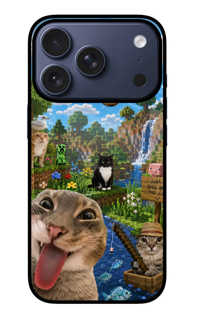 Minecraft Cat Chaos iPhone 17 Pro Glass Case