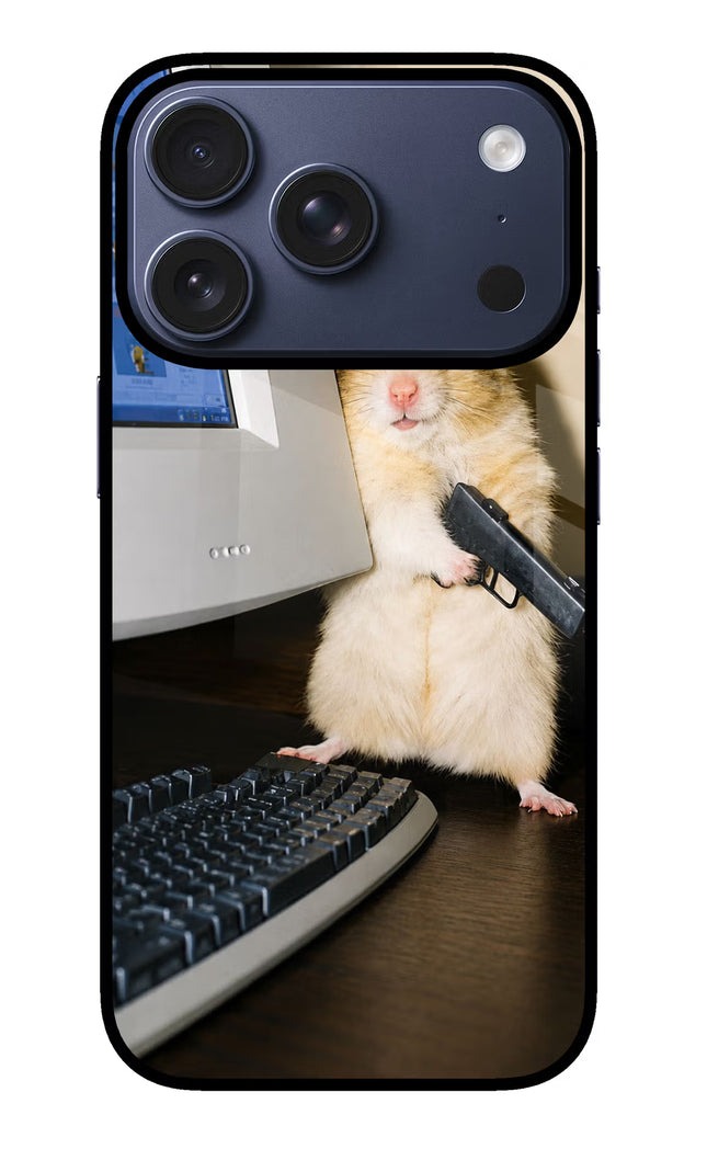 Hacker Hamster iPhone 17 Pro Glass Case