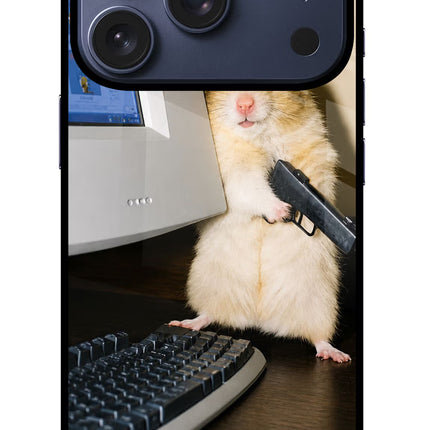 Hacker Hamster iPhone 17 Pro Glass Case Back Cover by Casekaro