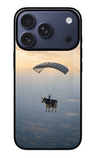 Skydiving Cow iPhone 17 Pro Glass Case