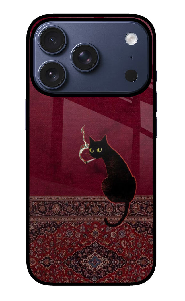 Midnight Cat iPhone 17 Pro Glass Case