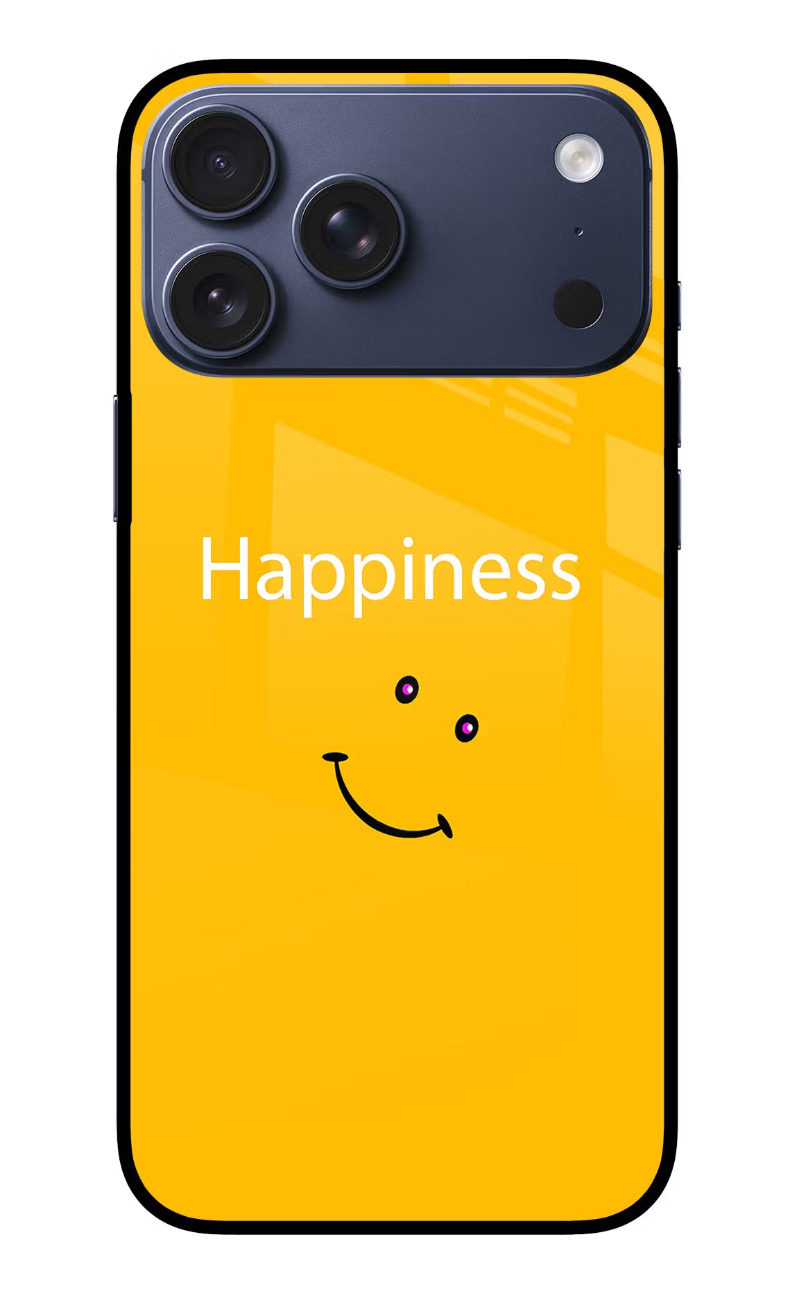 Happiness With Smiley iPhone 17 Pro Max Glass Case Back Cover by Casekaro