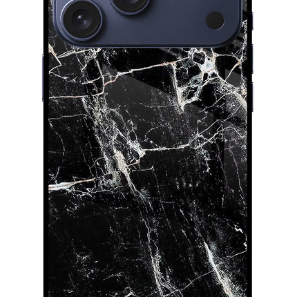 Black Marble Texture iPhone 17 Pro Max Glass Case
