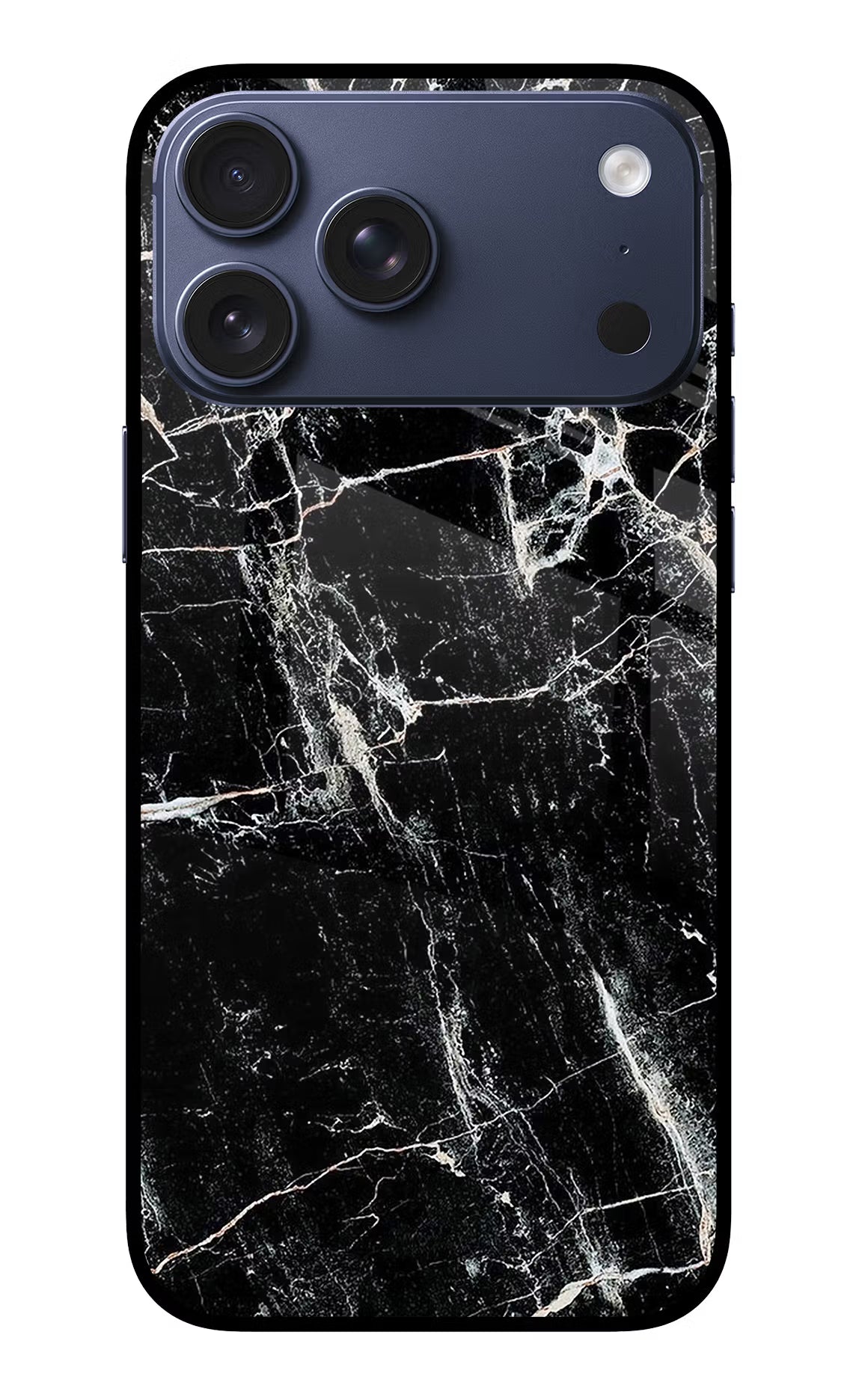 Black Marble Texture iPhone 17 Pro Max Glass Case Back Cover by Casekaro