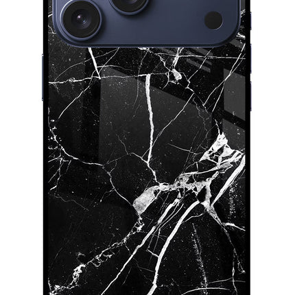 Black Marble Pattern iPhone 17 Pro Max Glass Case