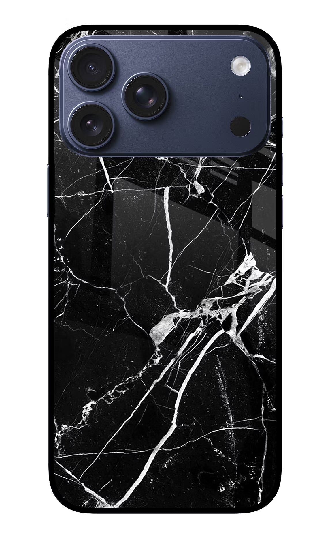 Black Marble Pattern iPhone 17 Pro Max Glass Case Back Cover by Casekaro