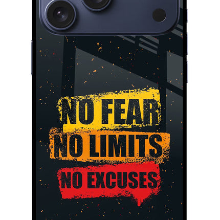 No Fear No Limits No Excuse iPhone 17 Pro Max Glass Case