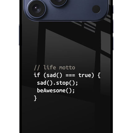 Life Motto Code iPhone 17 Pro Max Glass Case