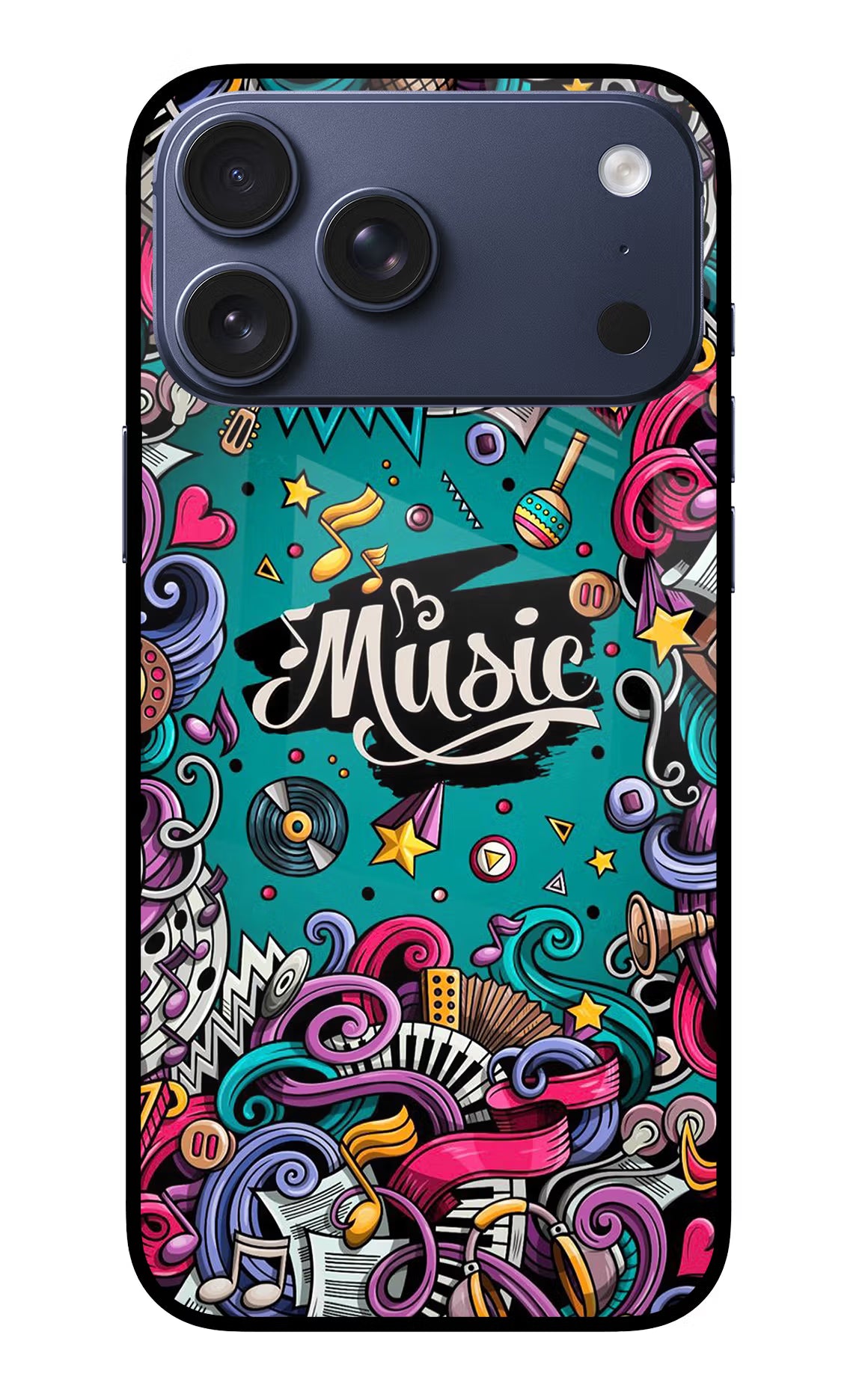 Music Graffiti iPhone 17 Pro Max Glass Case Back Cover by Casekaro