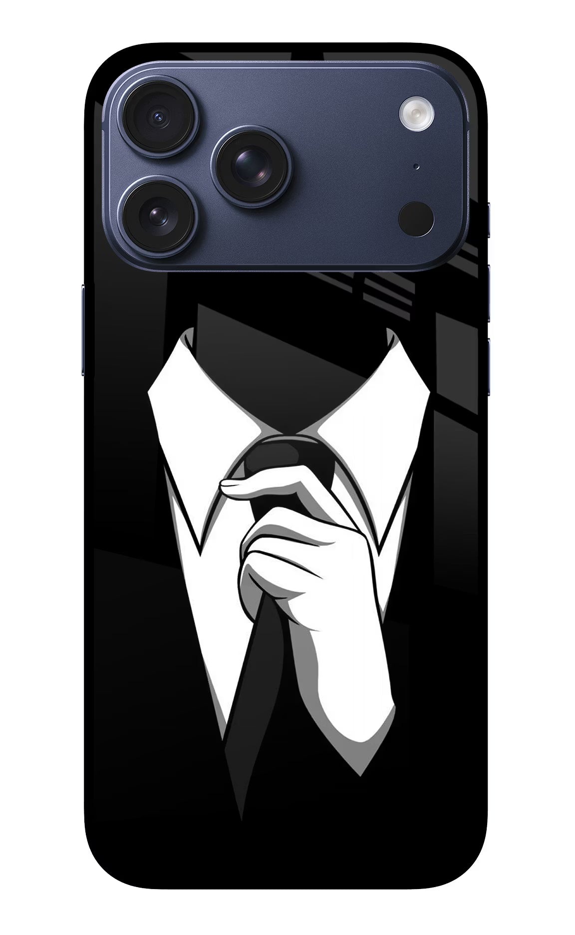 Black Tie iPhone 17 Pro Max Glass Case Back Cover by Casekaro
