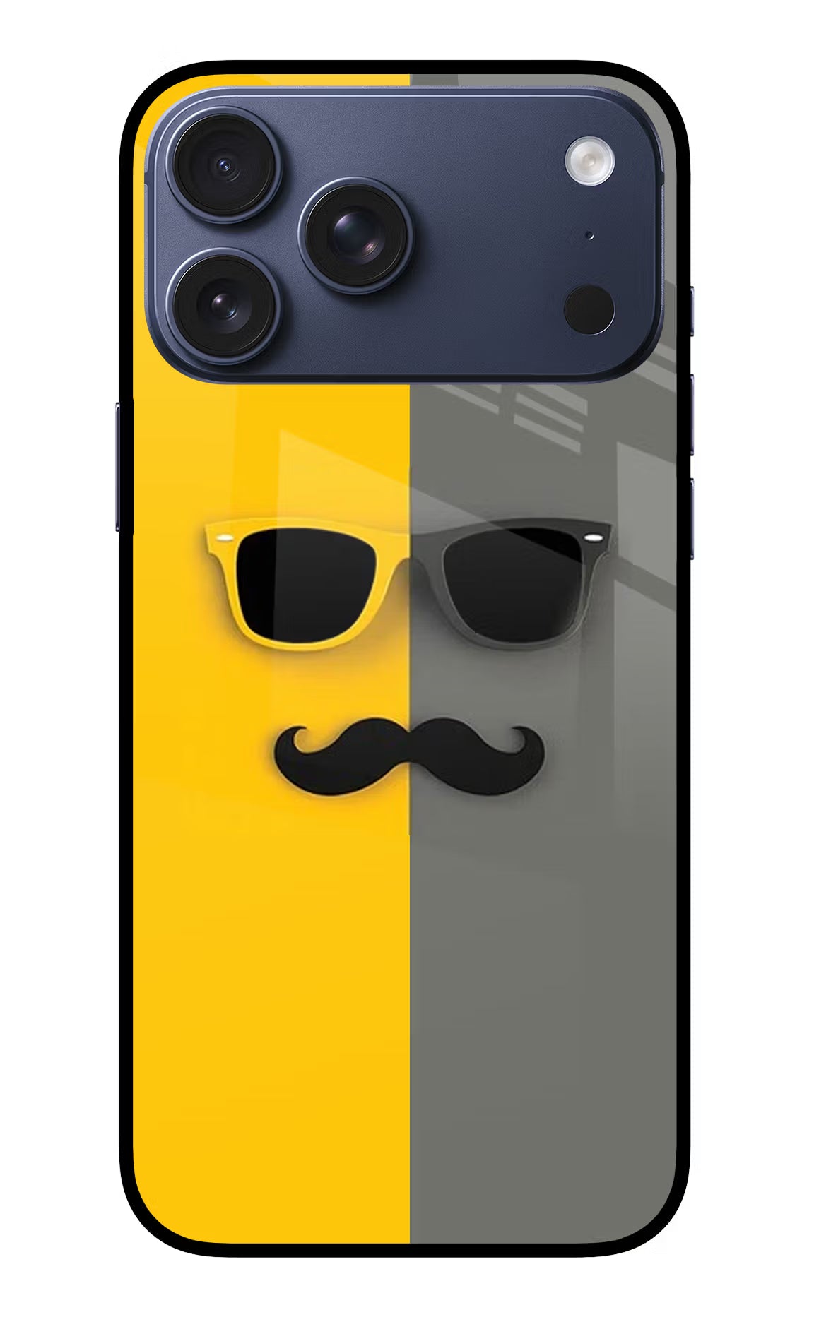 Sunglasses with Mustache iPhone 17 Pro Max Glass Case Back Cover by Casekaro