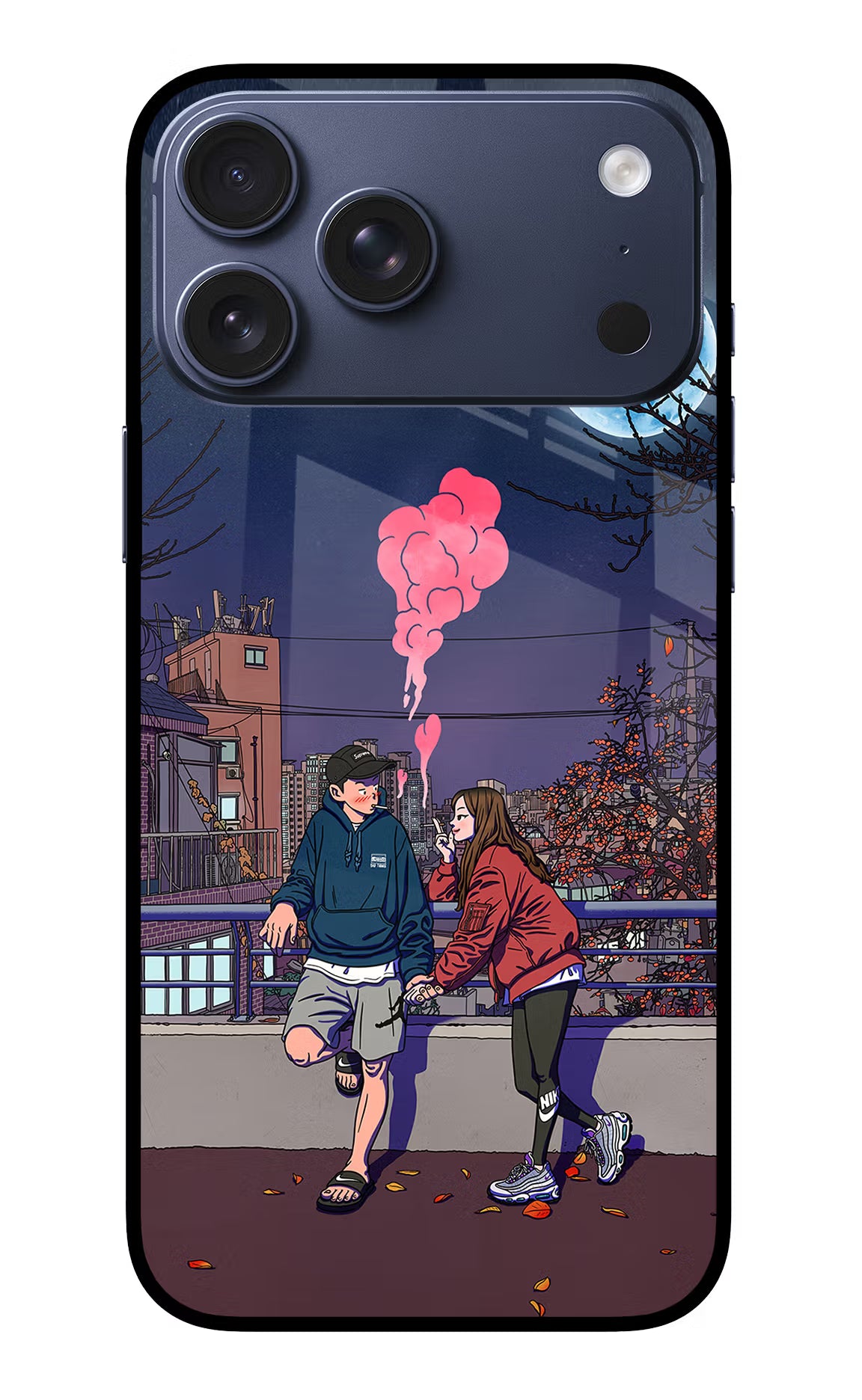 Chilling Couple iPhone 17 Pro Max Glass Case Back Cover by Casekaro