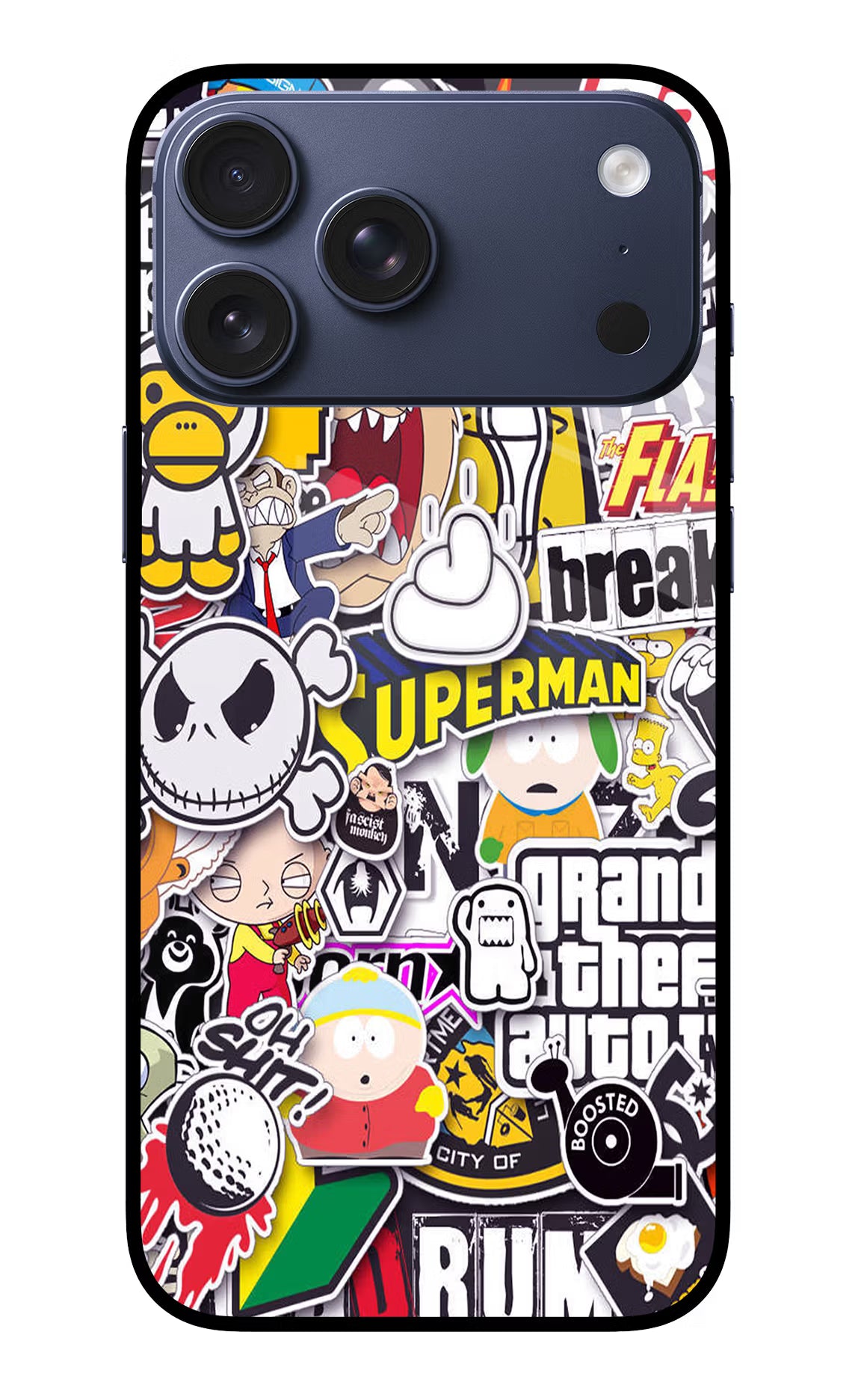 Sticker Bomb iPhone 17 Pro Max Glass Case Back Cover by Casekaro