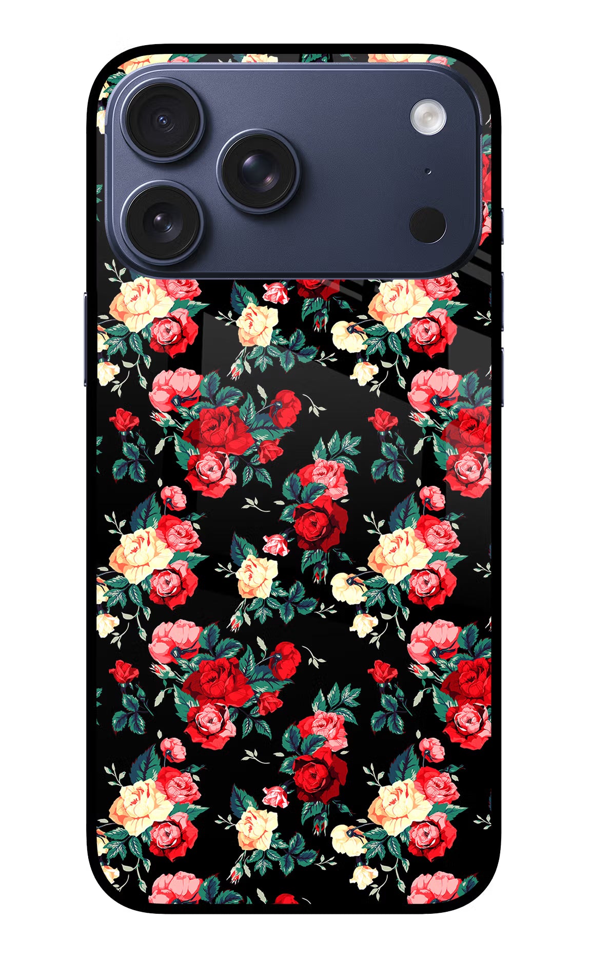 Rose Pattern iPhone 17 Pro Max Glass Case Back Cover by Casekaro