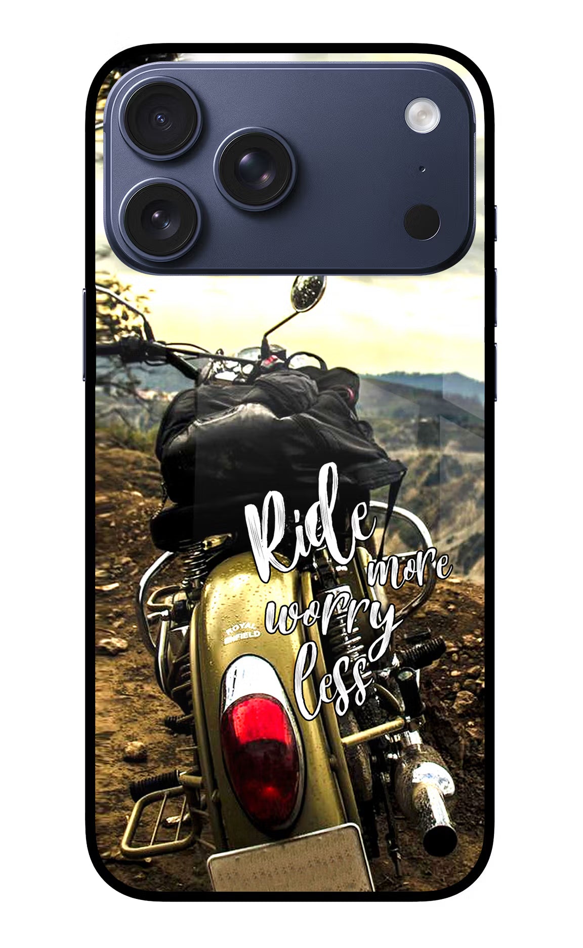 Ride More Worry Less iPhone 17 Pro Max Glass Case Back Cover by Casekaro