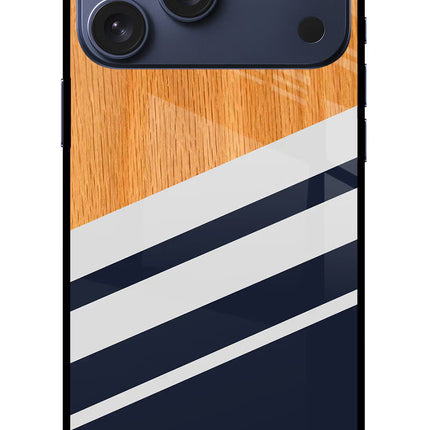 Blue and white wooden iPhone 17 Pro Max Glass Case