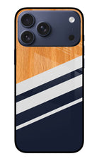 Blue and white wooden iPhone 17 Pro Max Glass Case