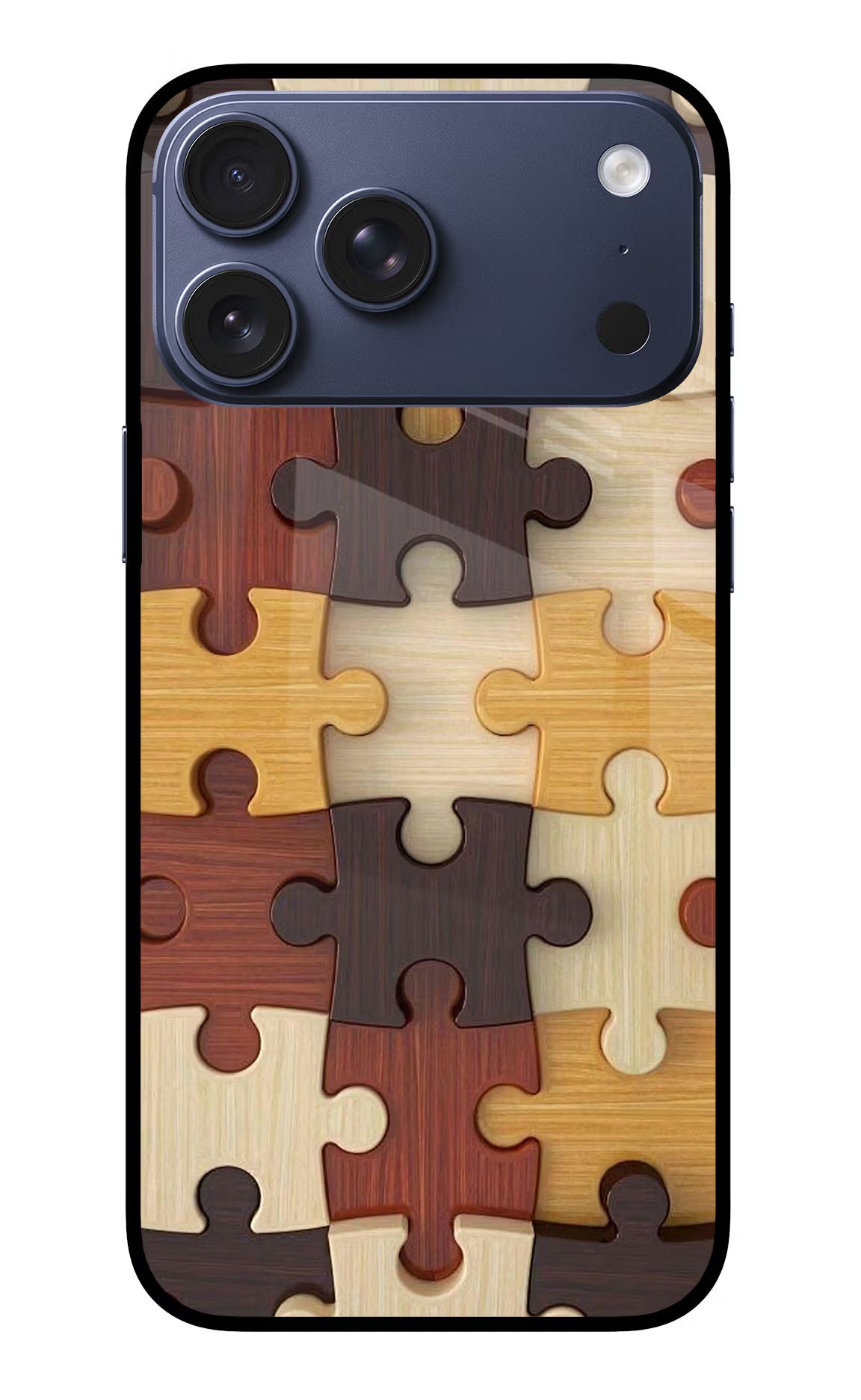 Wooden Puzzle iPhone 17 Pro Max Glass Case Back Cover by Casekaro