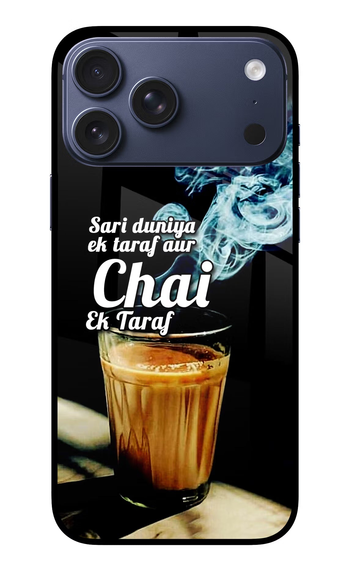 Chai Ek Taraf Quote iPhone 17 Pro Max Glass Case Back Cover by Casekaro