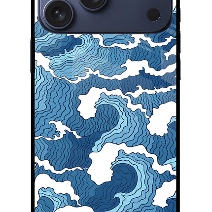 Blue Waves iPhone 17 Pro Max Glass Case