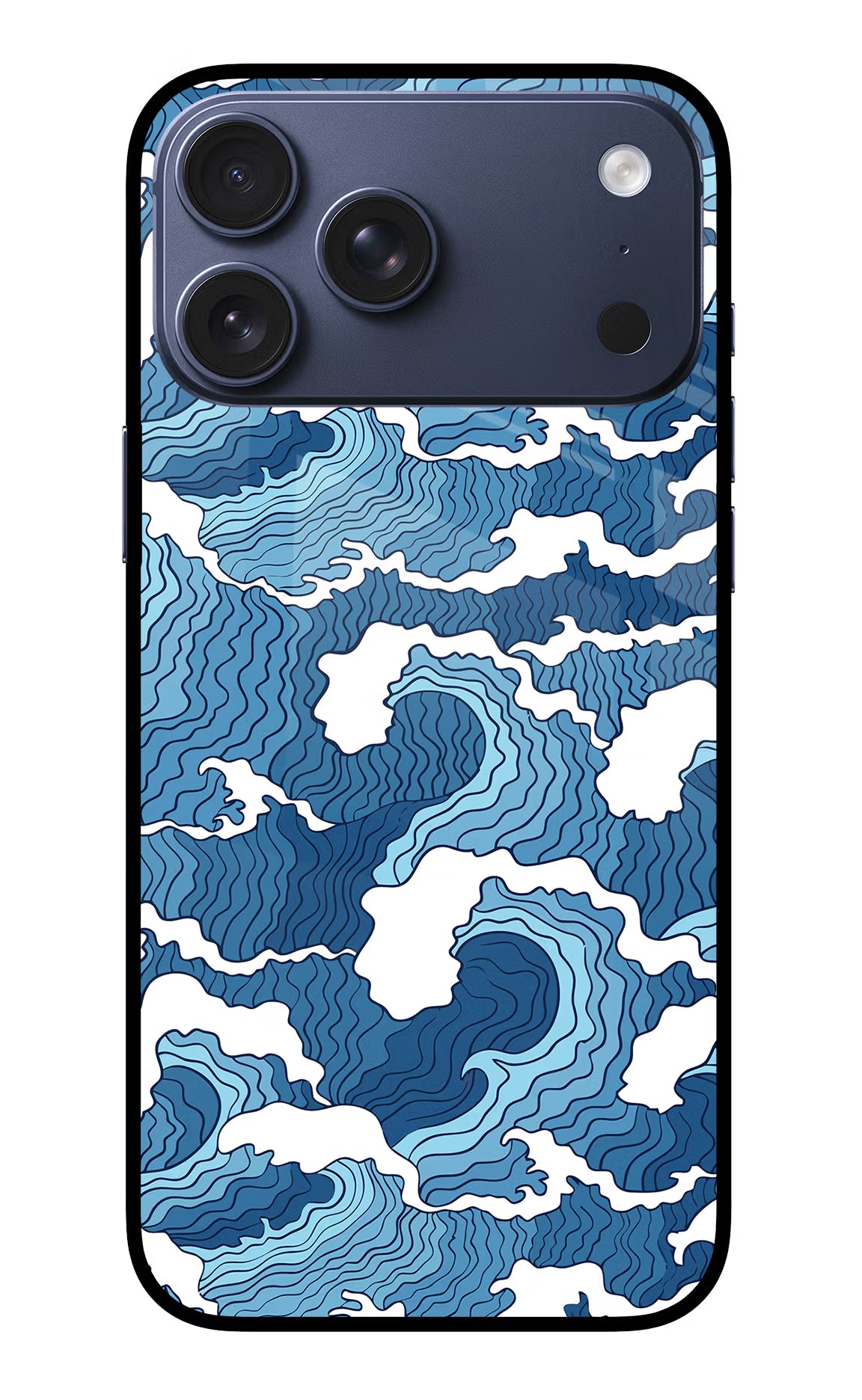 Blue Waves iPhone 17 Pro Max Glass Case Back Cover by Casekaro