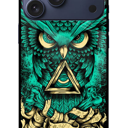 Green Owl iPhone 17 Pro Max Glass Case