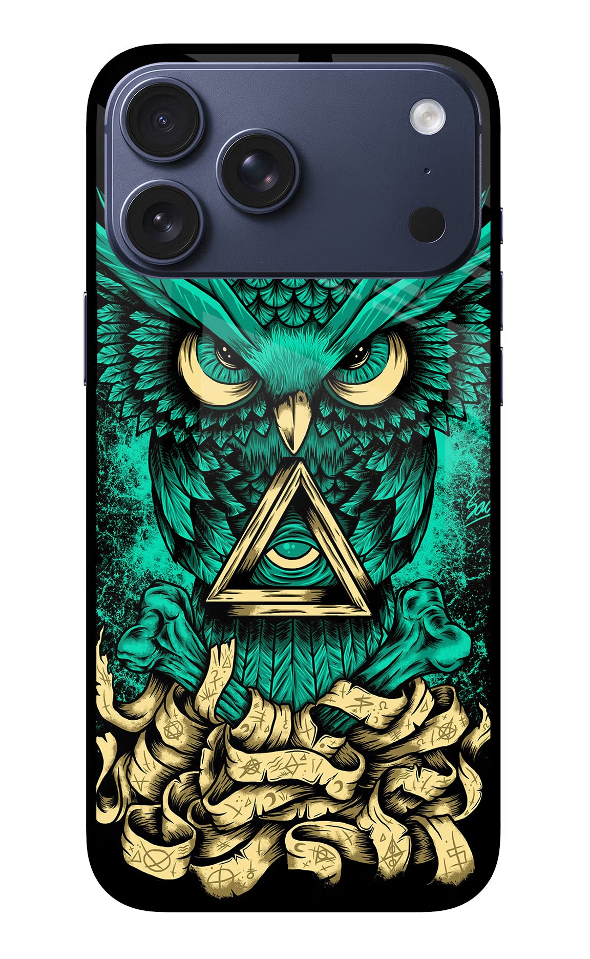 Green Owl iPhone 17 Pro Max Glass Case Back Cover by Casekaro